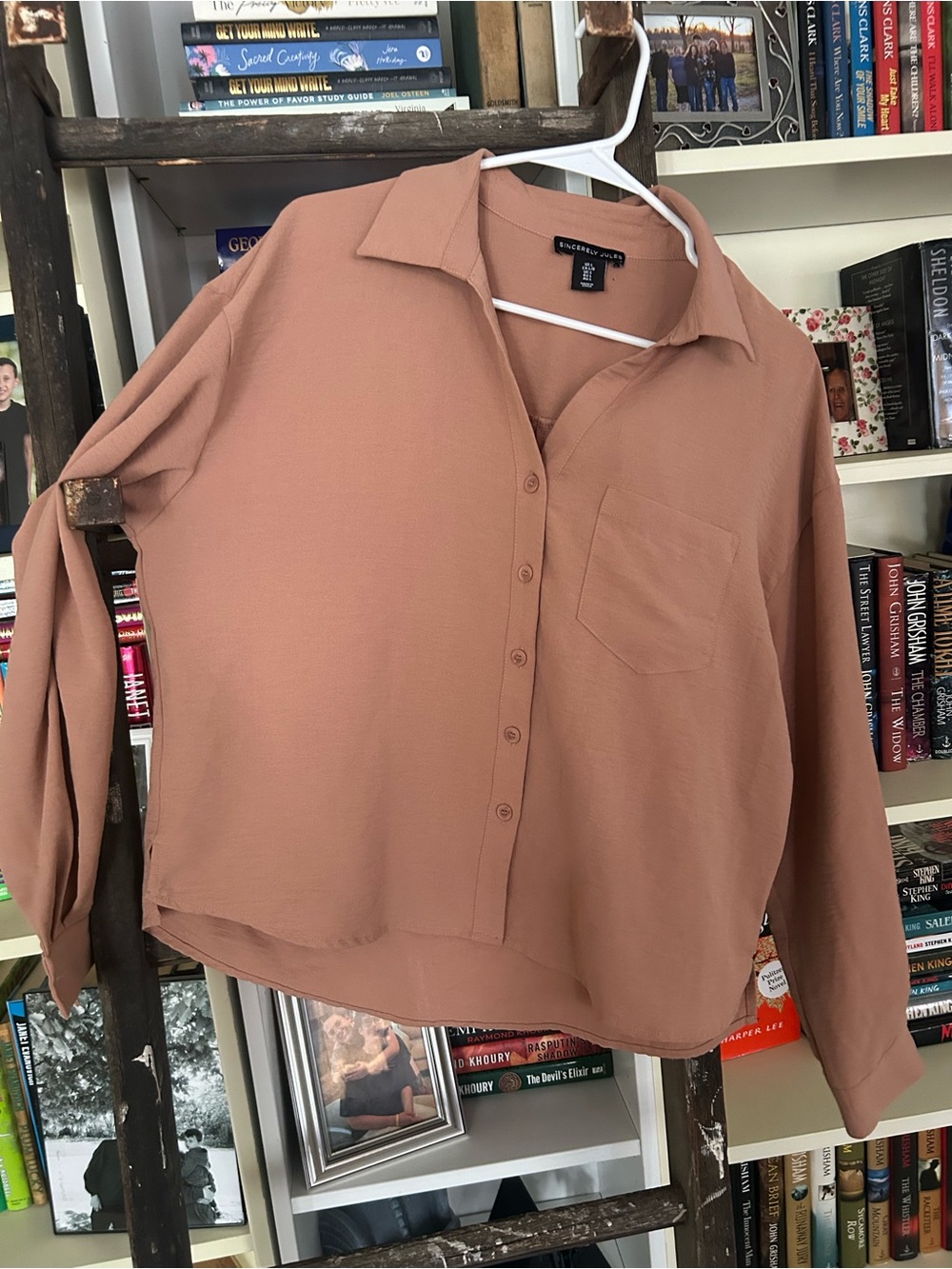 Sincerely Jules Button-Front Blouse in Dusty Rose